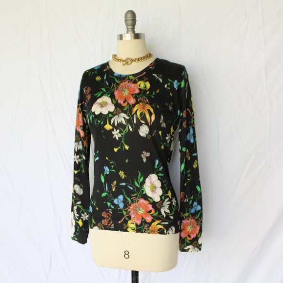 Richard Grand Cashmere Silk dress Sweater tunic floral Lilly Jumper black - Picture 2 of 10